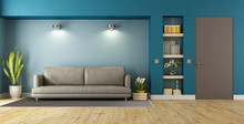 Blue And Brown Modern Livingroom