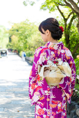 Poster - The back view of Woman wearing kimono