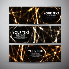 Wall Mural - Vector banners set with Abstract gold shining pattern background.