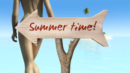 Wall Mural - wooden sign indicating summer