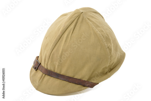 french military helmet of WWII isolated on the white background Poster
