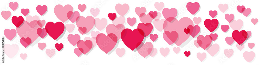 Valentine's Day Banner pink Hearts on a white background. Stock Vector ...