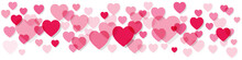 Valentine's Day Banner Pink Hearts On A White Background.