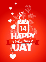 Poster - Happy valentines day greeting card. Vector illustration