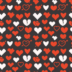 Poster - Different abstract hearts seamless pattern