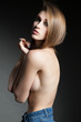© Volodymyr Herasymov - sexy topless woman in a jeans shorts
