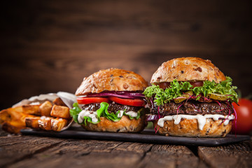 Wall Mural - Close-up of home made burgers