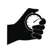 Stopwatch in hand black simple icon