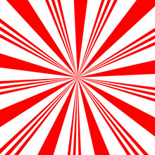 Red White Sunbeam Background. Red Striped Abstract Wallpaper. Peppermint Candy Pattern Texture. Vector Illustration
