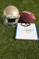 Wall Mural - Football Helmet Ball Clipboard and Whistle Portrait