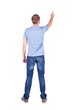 © ghoststone - Back view of  pointing young men in  shirt and jeans.
