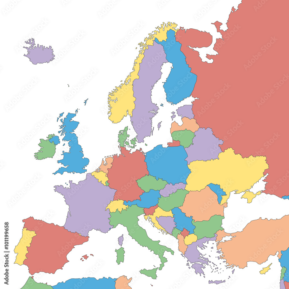 Kontinent Europa farbig - Vektor - obrazy, fototapety, plakaty 