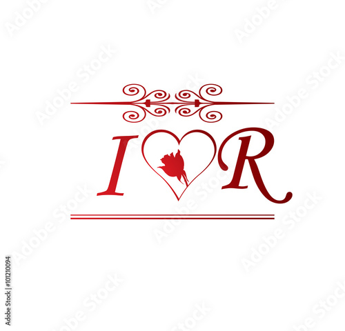 Ir Love Initial With Red Heart And Rose Buy This Stock Vector And Explore Similar Vectors At Adobe Stock Adobe Stock