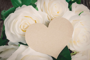 greeting card with white artificial rose