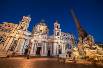 Fototapete - Rome, Italy: Piazza Navona, Sant'Agnese in Agone Church Navona