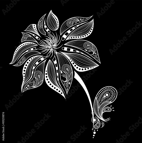 Hand Draw Abstract Flower African Indian Floral Tattoo