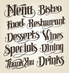 Hand drawn lettering for restaurant menu boards