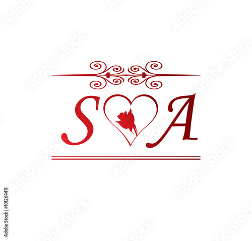 Sa Love Initial With Red Heart And Rose Buy This Stock Vector And Explore Similar Vectors At Adobe Stock Adobe Stock