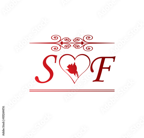 Sf Love Initial With Red Heart And Rose Buy This Stock Vector And Explore Similar Vectors At Adobe Stock Adobe Stock