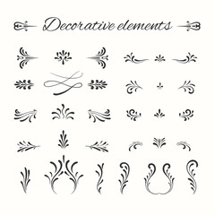 hand drawn divders set. ornamental decorative elements.