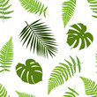 Tropical leaves seamless pattern. Vector illustration.