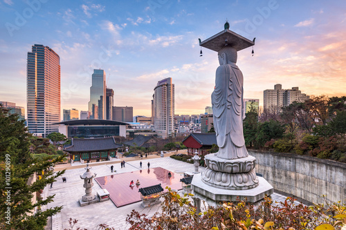 Bongeunsa temple in Seoul City, South Korea. Canvas Print