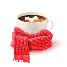 Cup Chocolate With Knitted Scarf Print