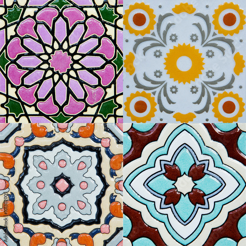 Obraz w ramie ceramic tiles patterns from Portugal.