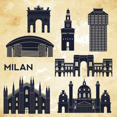 Wall Mural - Milan detailed skyline. Vector illustration