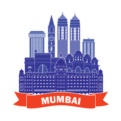 Wall Mural - Mumbai skyline silhouette. Vector illustration