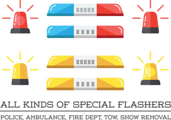 Wall Mural - Special Flashers of Emergency Dept Department Police Fire Ambulance Accident Tow Snow Removal