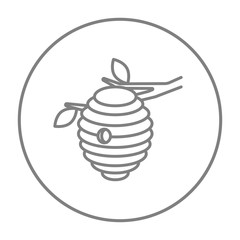 Sticker - Bee hive line icon.