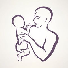 Wall Mural - father and baby isolated vector symbol