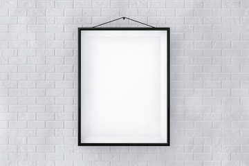 Poster - Black Picture Frame on a Brick Wall