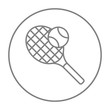 © Visual Generation - Tennis racket and ball line icon.