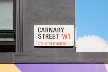 Carnaby street sign, famous shopping street in London