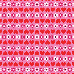 Poster - heart and flower background pattern