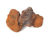 macro shooting of specimen natural rock - specimen of hematite (haematite, iron ore) mineral stone isolated on white background

