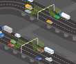 overhead road and highway communication system, vector illustration