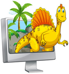 Wall Mural - Dinosaur on computer screen