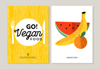 Wall Mural - Vegan food illustration designs for healthy eating