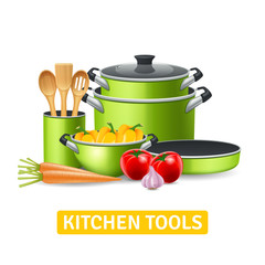 Canvas Print - Kitchen Tools With Vegetables Illustration 