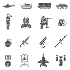 Sticker - Army Black White Icons Set 