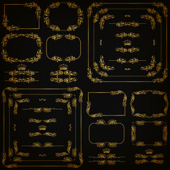 Wall Mural - Vector set of gold decorative borders, frame