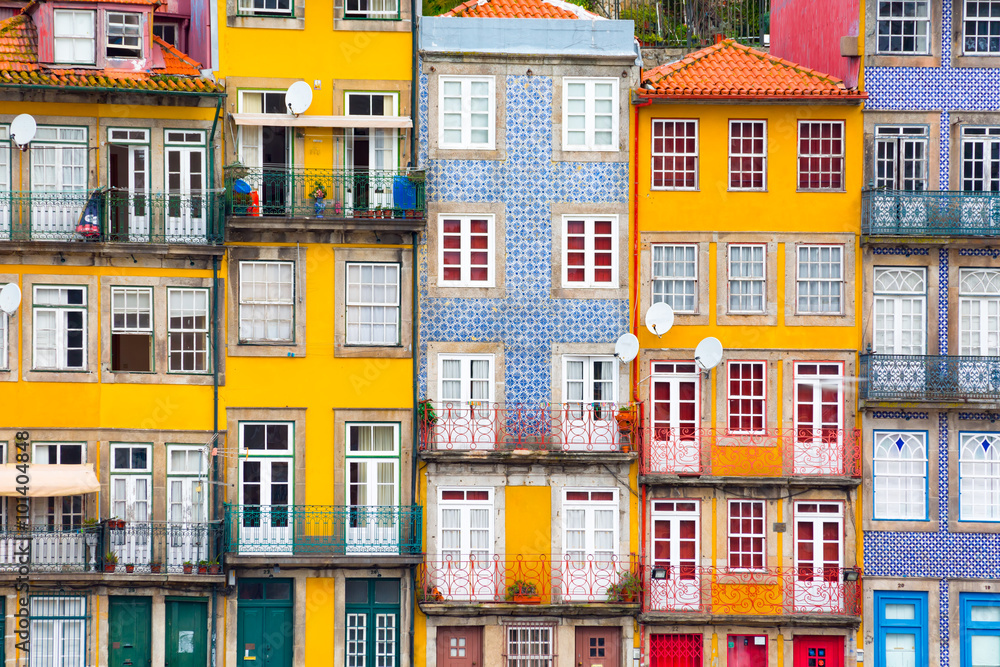 Ribeira, the old town of Porto, Portugal - obrazy, fototapety, plakaty 