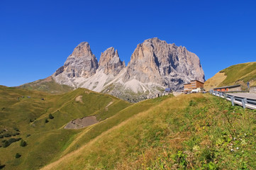 Sticker - Langkofel und Plattkofel in Dolomiten - mountains Langkofel and Plattkofel in Dolomites