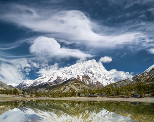 Lake and high mountains. Beautiful natural landscape