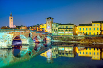 Wall Mural - Ponte di Pietra in Verona, Italy