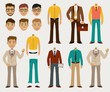 Vector set of details to create a your ideal Businessman in a cardboard cartoon style.