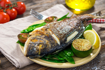 Wall Mural - Grilled sea bream fish 